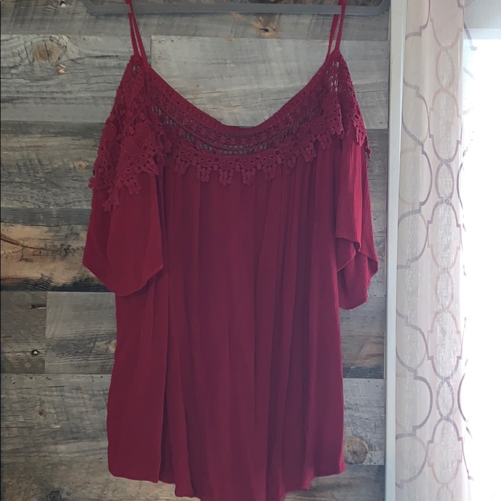 Adorable Maroon Off the Shoulder Top